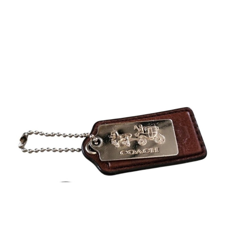 COACH Replacement Hangtag Set Brown Saddle Leather Bag Charms Metal Horse Logo